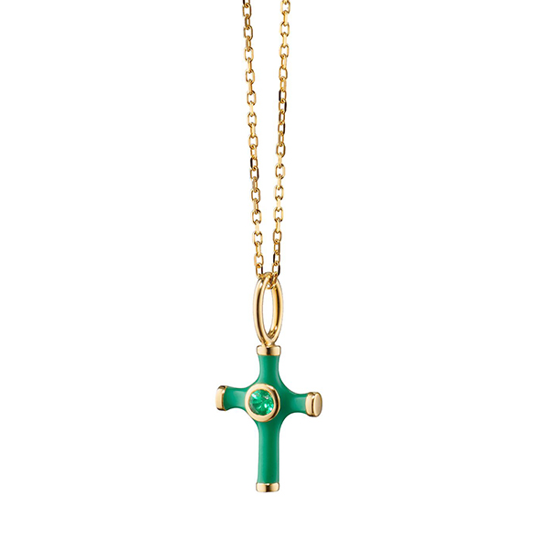 Enamel and Gemstone Cross Pendant